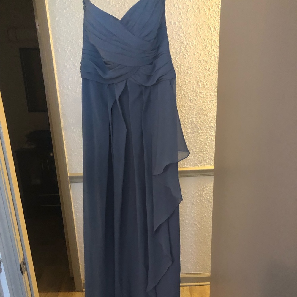 David’s Bridal Strapless Dress (Steel Blue Size 2)